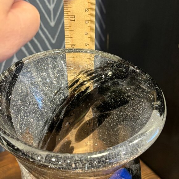 Contemporary Hand Blown Glass Vase Vintage Abstract Design Handmade Glass Art - Picture 9 of 10